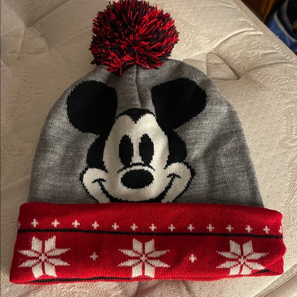 Gray and Red Mickey Mouse Beanie